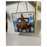 STAINED GLASS HANGING DECOR, CHRISTMAS TRUCK
