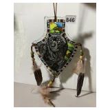 STAINED GLASS HANGING ORNAMENT, BEAR THEME,