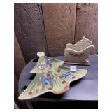 LENOX CHRISTMAS TREE DIVIDED SERVING DISH AND