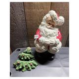 SANTA CLAUS FIGURINE, CERAMIC, WINKING