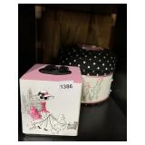 TISSUE BOX COVER, METAL, ILLUSTRATED POODLE