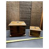 WOODEN CHEST BOXES (2), HINGED LIDS, METAL