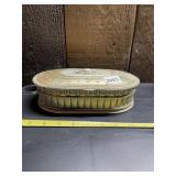 GODINGER SILVER-TONE METAL TRINKET BOX, OVAL,