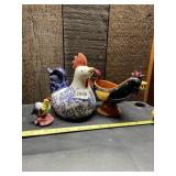 RUSS BERRY CERAMIC ROOSTER PITCHER, MULTICOLORED,