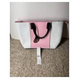 DASEIN TOTE BAG, FAUX LEATHER, PINK AND WHITE