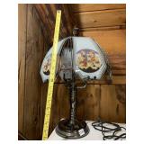 TABLE LAMP, METAL BASE, TEDDY BEAR PRINT GLASS