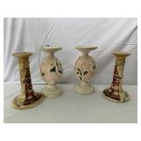 VTG CERAMIC CANDLEHOLDERS, HAND-PAINTED