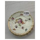 GERMAN PORCELAIN PLATES (3), FLORAL MOTIF, GILT