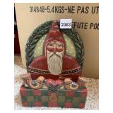 P. SCHIFFERL HAND-PAINTED WOODEN SANTA WALL