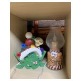 FROG FIGURINE, HOLIDAY THEMED, LIGHTED, RESIN,