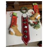 CHRISTMAS DECORATIONS, PLUSH REINDEER STOCKING,