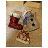 CHRISTMAS DECORATIONS, PLUSH STOCKING, PLASTIC