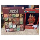 CHRISTMAS ADVENT CALENDAR, WOODEN BOARD W/ 25