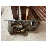 CARVED WOOD DRAGON WALL SHELF, POLYCHROME FINISH,
