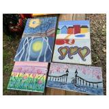 ASSORTED DECORATIVE PAINTINGS ON CANVAS, VARIOUS