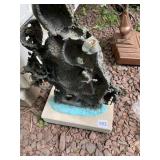 ABSTRACT METAL SCULPTURE, DARK PATINATED FINISH,