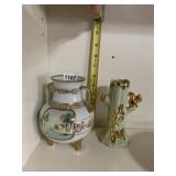 NIPPON HAND PAINTED TRIPOD VASE, TREE TRUNK VASE