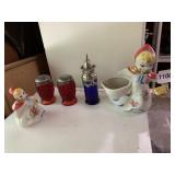 LITTLE RED RIDING HOOD FIGURAL PITCHER, HOBNAIL