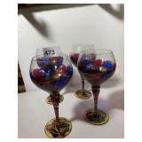 ART GLASS WINE GLASSES, MULTICOLORED SWIRL