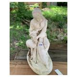 GARDEN STATUE, RELIGIOUS FIGURE W/ LAMB,