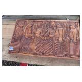 HAND-CARVED WOOD RELIEF PLAQUE, FIGURAL