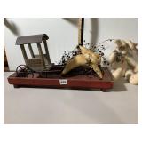 PRIMITIVE DECORATIVE LOT, WOODEN TRAY, MINIATURE