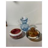 VTG GLASS GROUPING: BLUE BLOWN GLASS