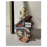 BLUE SKY CERAMIC TEA LIGHT HOUSE, CAT ON A HOT