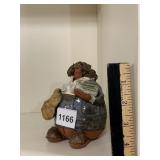 ARTISAN CERAMIC FIGURINE, MONEY BAG THEME, SIGNED