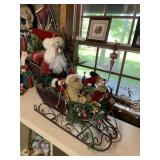 CHRISTMAS DECORATIVE SLEIGH, SANTA AND ELF