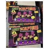 HALLOWEEN LIGHT SCULPTURES, WITCH IN MOTION, SET
