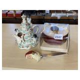CERAMIC SNOWMAN TEAPOT, PIER 1 IMPORTS HOLIDAY