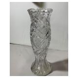 CUT CRYSTAL VASE, CLEAR, STARBURST AND DIAMOND