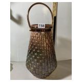 COPPER-TONE GLASS LANTERN, HANGING HANDLE, BRICK