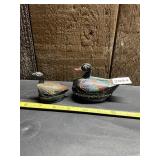 HAND-PAINTED LACQUERED WOOD DUCK TRINKET BOXES