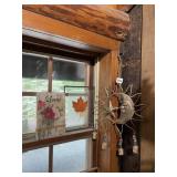 METAL SUN AND MOON WALL HANGING W/ BEADED CHIMES,
