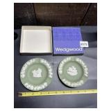 WEDGWOOD JASPERWARE ASHTRAYS (2), SAGE GREEN W/