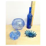 BLUE GLASS VASE, COBALT BLUE BOTTLE, BLUE GLASS