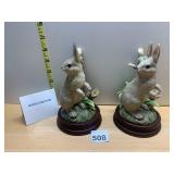 STEFANI PORCELAINS RABBIT FIGURINES, PORCELAIN,