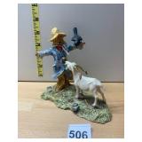 LOWELL DAVIS FIGURINE, RESIN, SCARECROW W/ GOAT