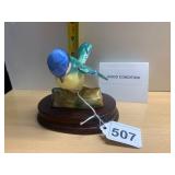 CROWN STAFFS BIRD FIGURINE, PORCELAIN, BLUE AND