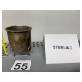 STERLING SILVER FOOTED CUP, BEADED RIM, TRIPOD