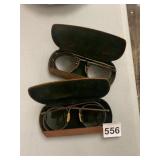 TWO PAIRS VTG SPECTACLES, ROUND FRAMES, GREEN
