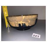 ROYAL DOULTON BOWL, MONK PATTERN, BLUE AND YELLOW
