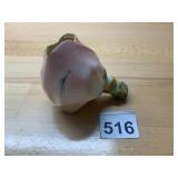 VTG PORCELAIN ROSE VASE, HAND-PAINTED PINK