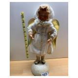 BISQUE ANGEL DOLL, FELT CLOTHING, GOLD FOIL