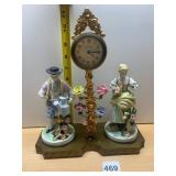 NEW HAVEN MANTEL CLOCK, PORCELAIN FIGURAL PAIR,