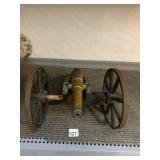 VTG CAST METAL CANNON, BRASS-TONE BARREL, BLACK