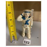 CAST IRON SAILOR STILL BANK, PAINTED FINISH,