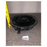 SMITH HANDMADE BLACK GLASS BOWL, SPLATTER